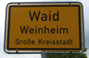 Ortseingangsschild von Waid in Weinheim